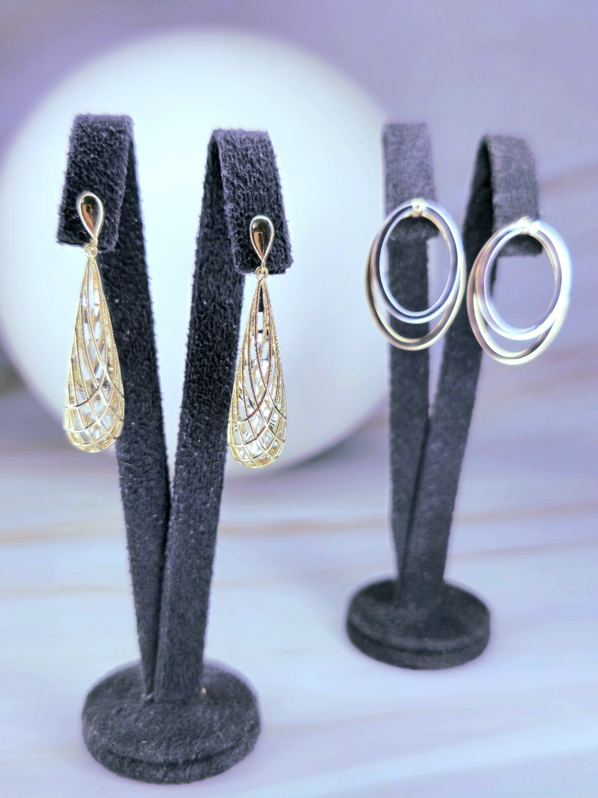 New Solid 9ct Yellow/White Gold Drop Earrings Butterfly Dangling 35mm 3D Pear