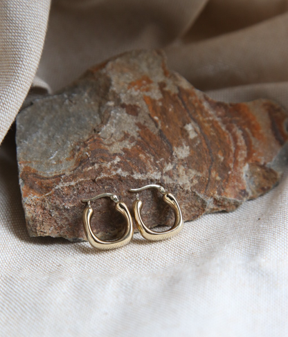 Cute New 9ct Yellow Gold Hoop Square Thick Hoops Earrings Flat 20mm long 375