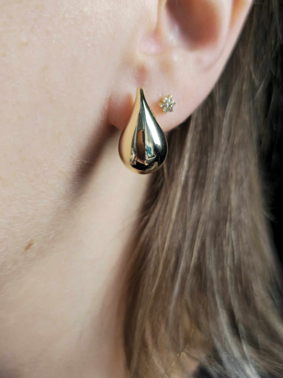 Solid 9k Yellow Gold Set of Pendant and Earrings Bottega Fashion Popped Drop