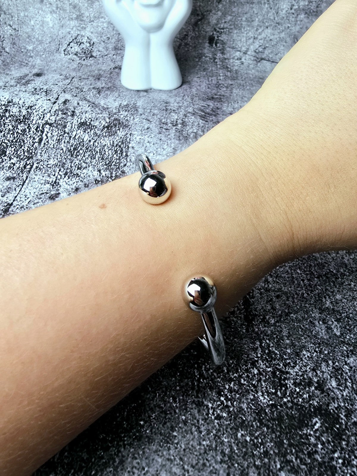 New 925 Sterling Silver Thick Heavy TORQUE Bracelet Balls Split Bangle Man's