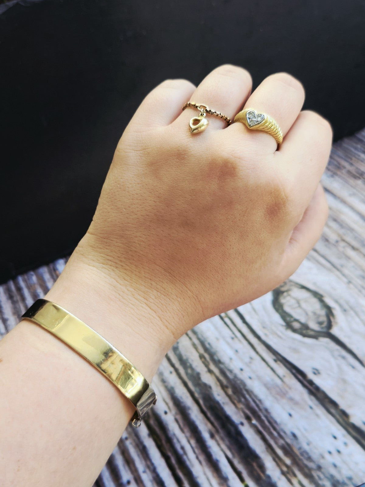 9ct Yellow Gold Chunky Flat Square Plain Bangle Stacking BRACELET 10mm Wide