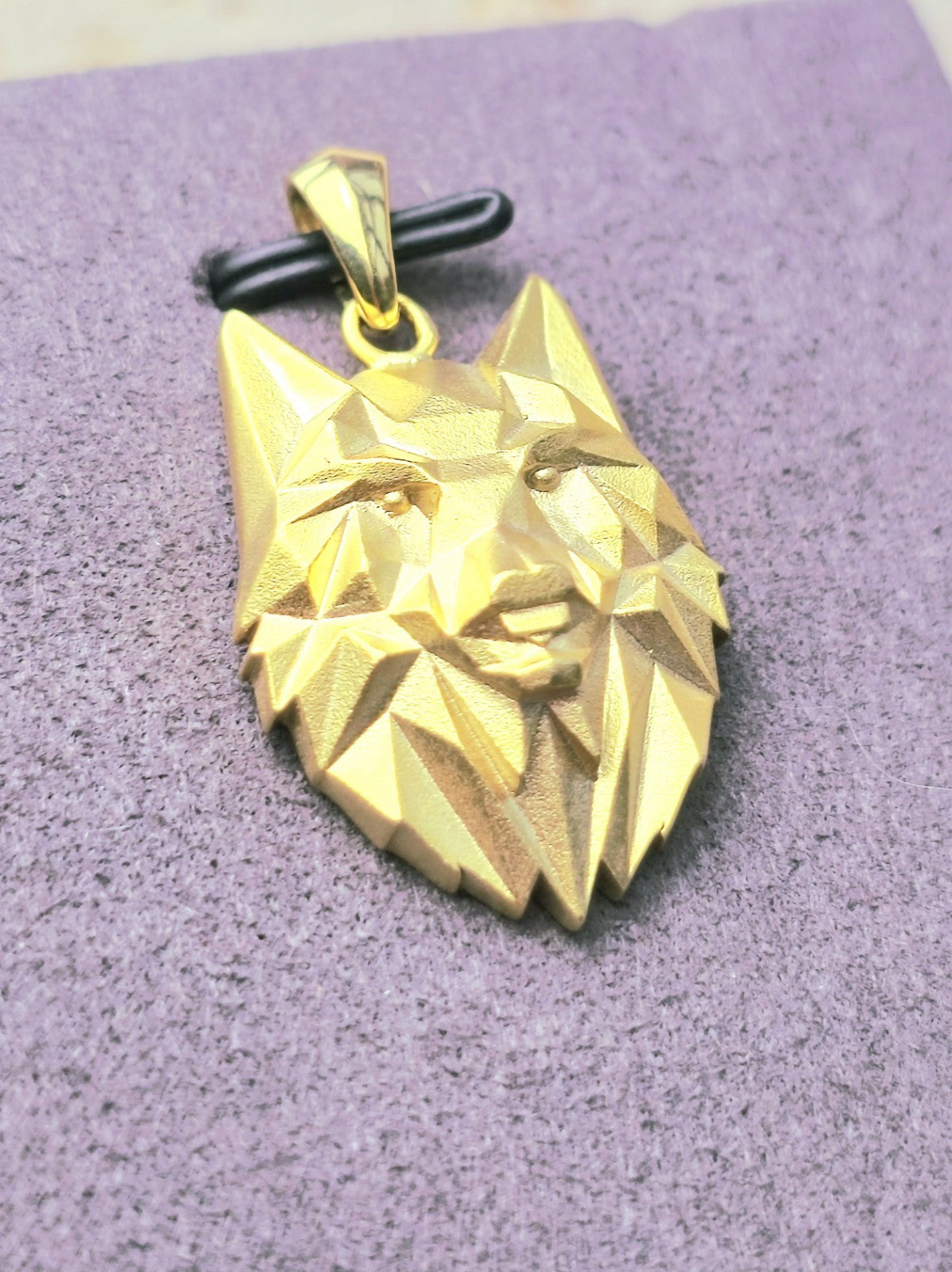 New Sterling Silver (925) Gold Plated Wolf Head Pendant 3D Geometrical Shape