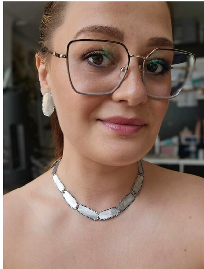 18ct White Gold Jewellery Set of Necklace and Earrings Heavy and Solid Handmade