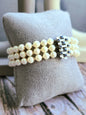 Vintage 14K White Gold and Sapphire Pearl Bracelet 3 Row Triple String 585