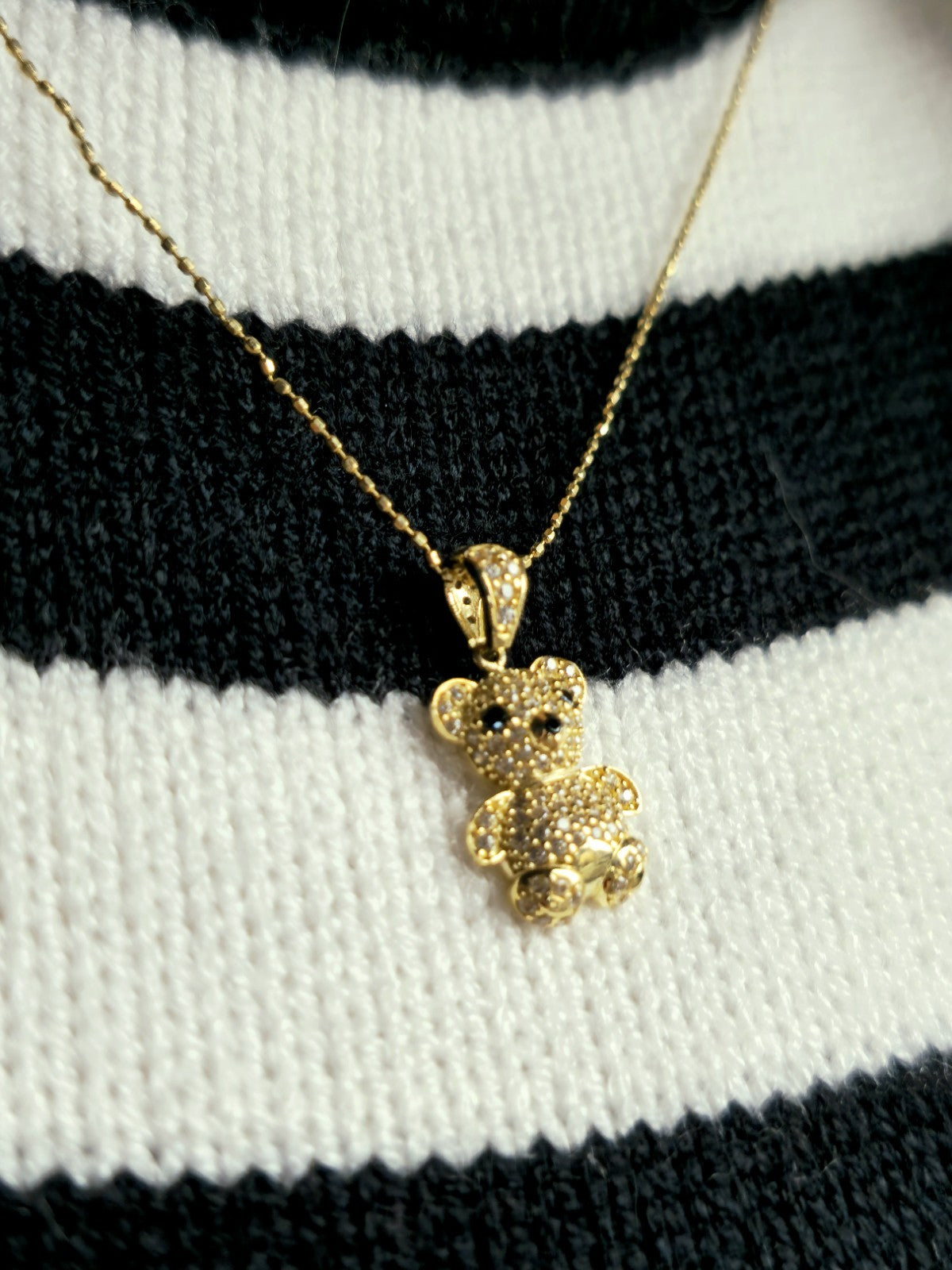 New Solid 9ct Yellow Gold Pendant Teddy Bear Cubic Zirconia Kids Gift Baby Cute
