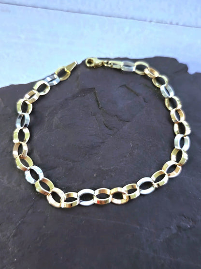 New Solid 9ct Yellow/White/Rose Gold Chain BRACELET Cable Round Link 6mm