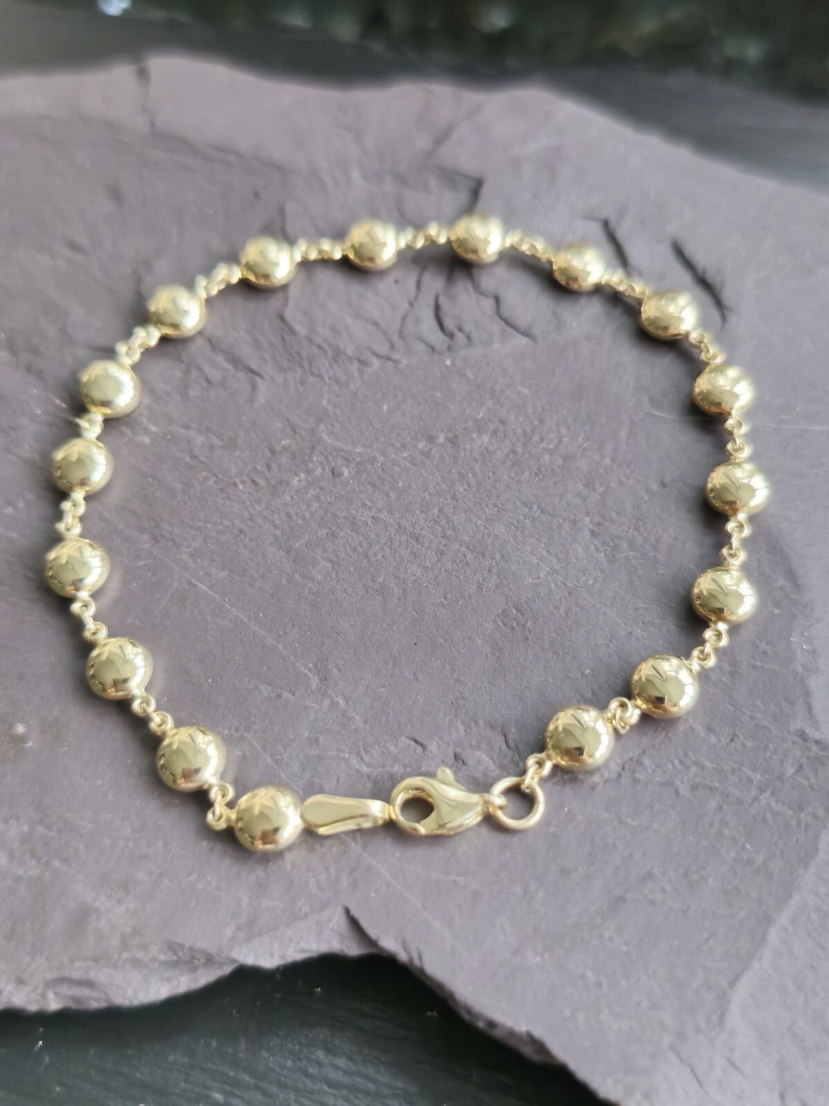 New Solid 9ct Yellow Circles Flat Beads Gold Chain BRACELET 7.5inch Hallmarked