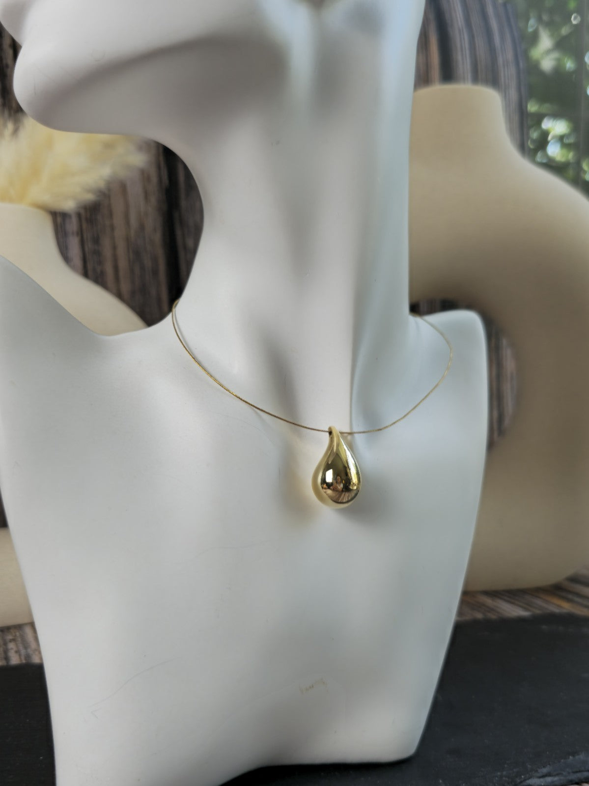 New 9k Yellow Gold Pendant Bottega Fashion Popped Teardrop with Hole Pear Shape
