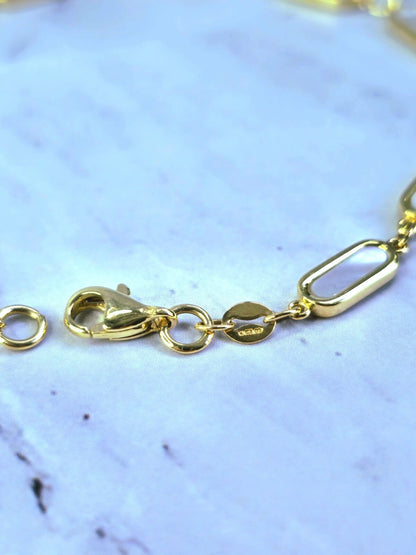 New Solid 9k Yellow Gold And Mother Of Pearl Bracelet 7.5inch Hallmarked Lovely