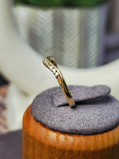 Solid 18ct Yellow Gold Wedding Band Half Eternity Ring size 'L' DIA: 0.18ct