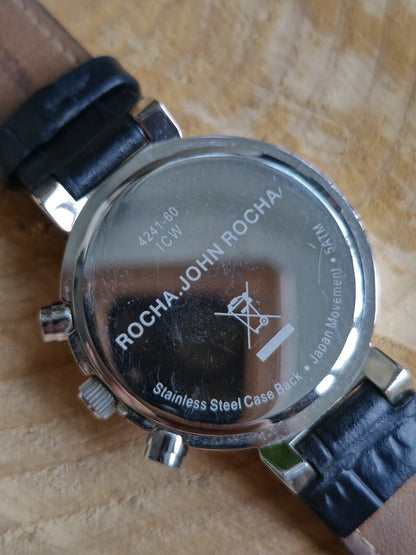 Beautiful Rocha John Rocha Watch Mother of Pearl Dial Leather Strap Chronograph