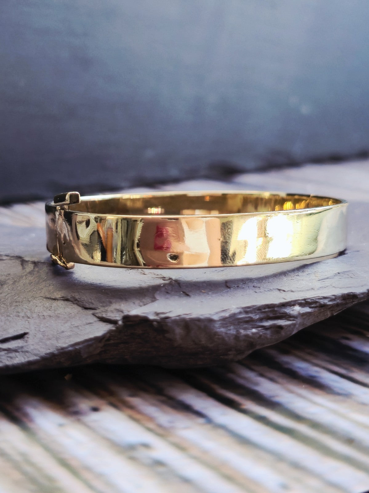 9ct Yellow Gold Chunky Flat Square Plain Bangle Stacking BRACELET 10mm Wide