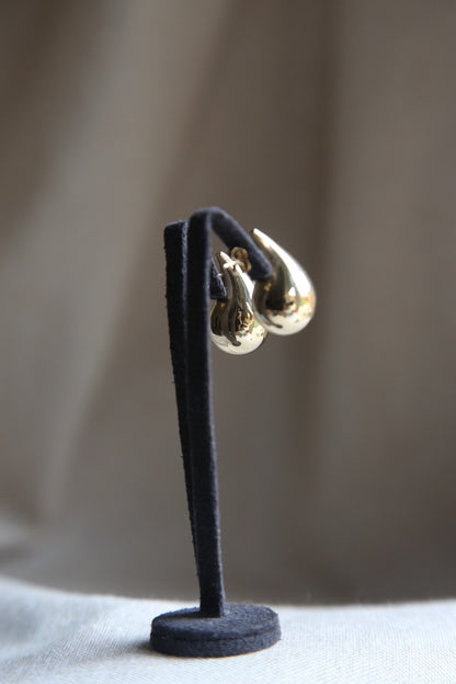 New 9k Yellow Gold Trendy Big Thick Waterdrop Tear Drop Earrings Bottegac 25mm