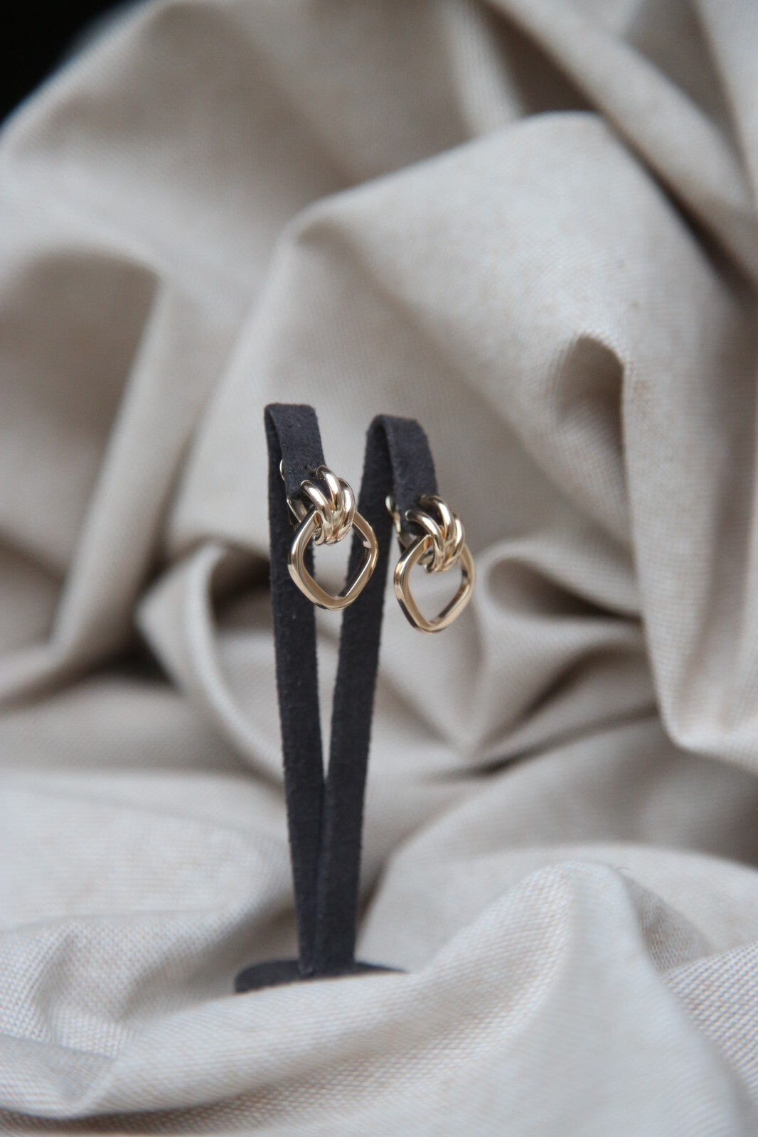 New Solid 9ct Yellow Gold Earrings Studs Knot Omega Clasp Hallmarked