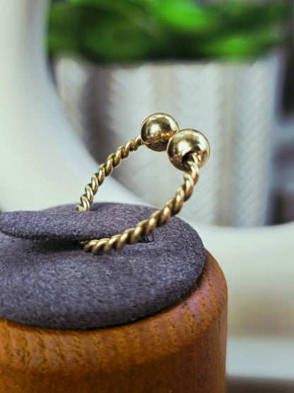 9ct Yellow Gold Split Ball Ends Ring Twisted Shank Size N-Q Adjustable Size 375
