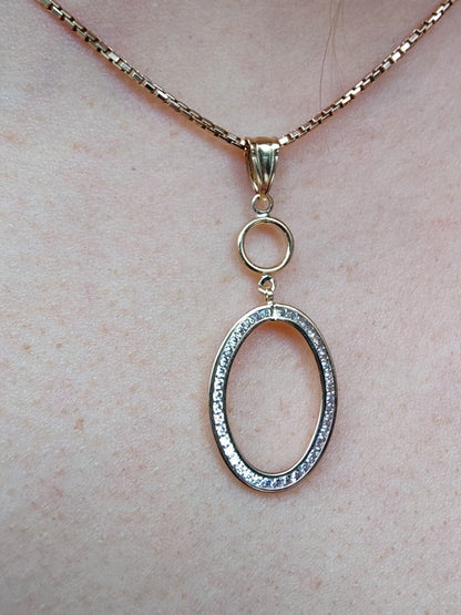 New Solid 9ct Yellow Gold Cubic Zirconia Pendant Oval Shape CZ Hallmarked