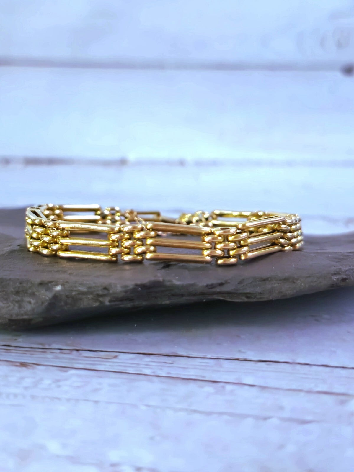 Vintage 15ct Rose/Pink Gold Gate Mesh Bracelet Link 20.8cm 13g Unisex 7.5mm Wide