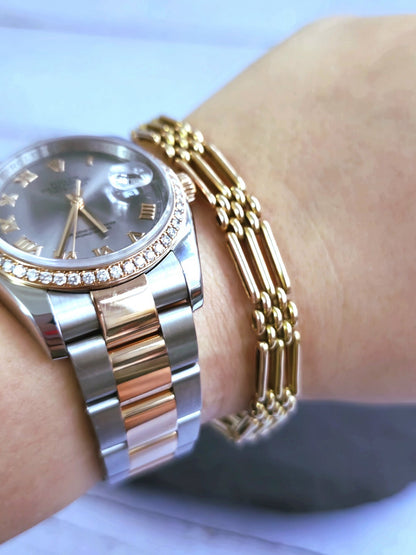 Vintage 15ct Rose/Pink Gold Gate Mesh Bracelet Link 20.8cm 13g Unisex 7.5mm Wide