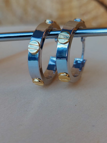 NEW Small Gold Hoop Earrings 9ct White Gold 17mm Hallmarked Hoops Hinge Love ly