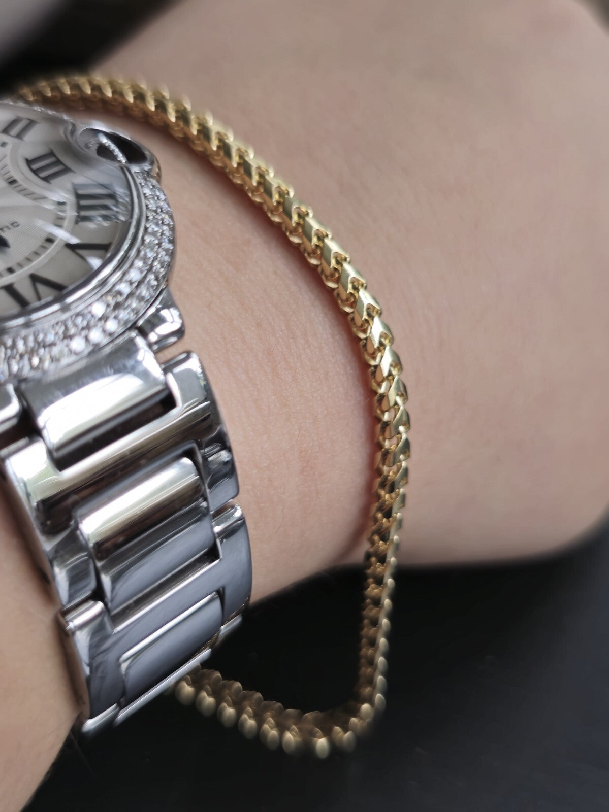 Solid 9ct Yellow Gold Franco Bracelet Cube 3D Thick Chain 9grams hallmarked