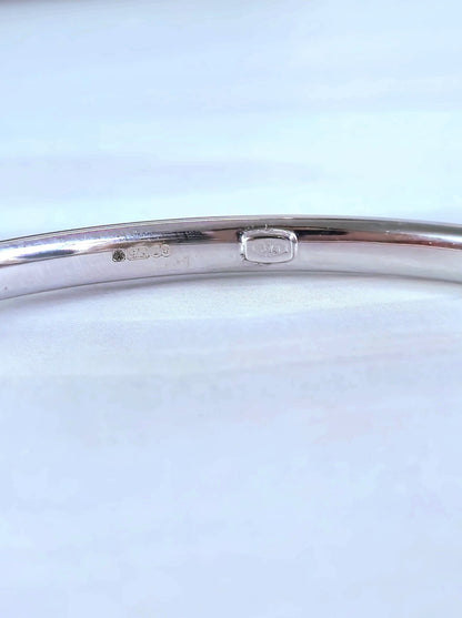 New 9ct White Gold Round Bangle Stacking 375 BRACELET Lovely 4mm 70mm diameter