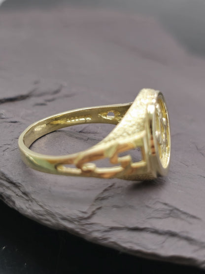 New Solid 9ct Yellow Gold Masonic Ring Masonic Signet size U Oval Shape 15mm
