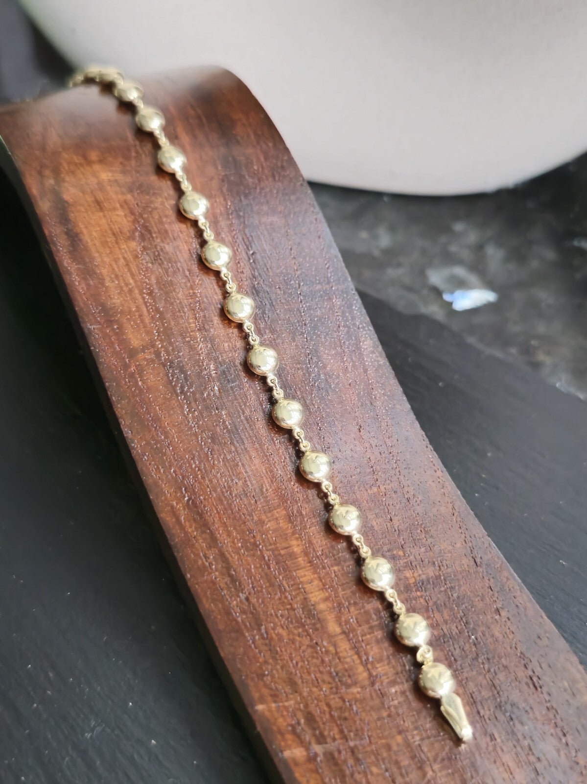 New Solid 9ct Yellow Circles Flat Beads Gold Chain BRACELET 7.5inch Hallmarked
