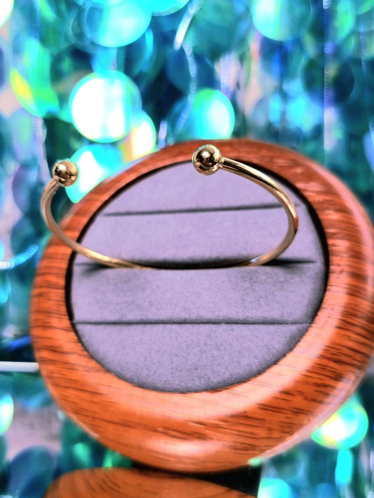 Solid 9ct Yellow Gold TORQUE BANGLE BALL Open Split BRACELET Bottom Hallmaked