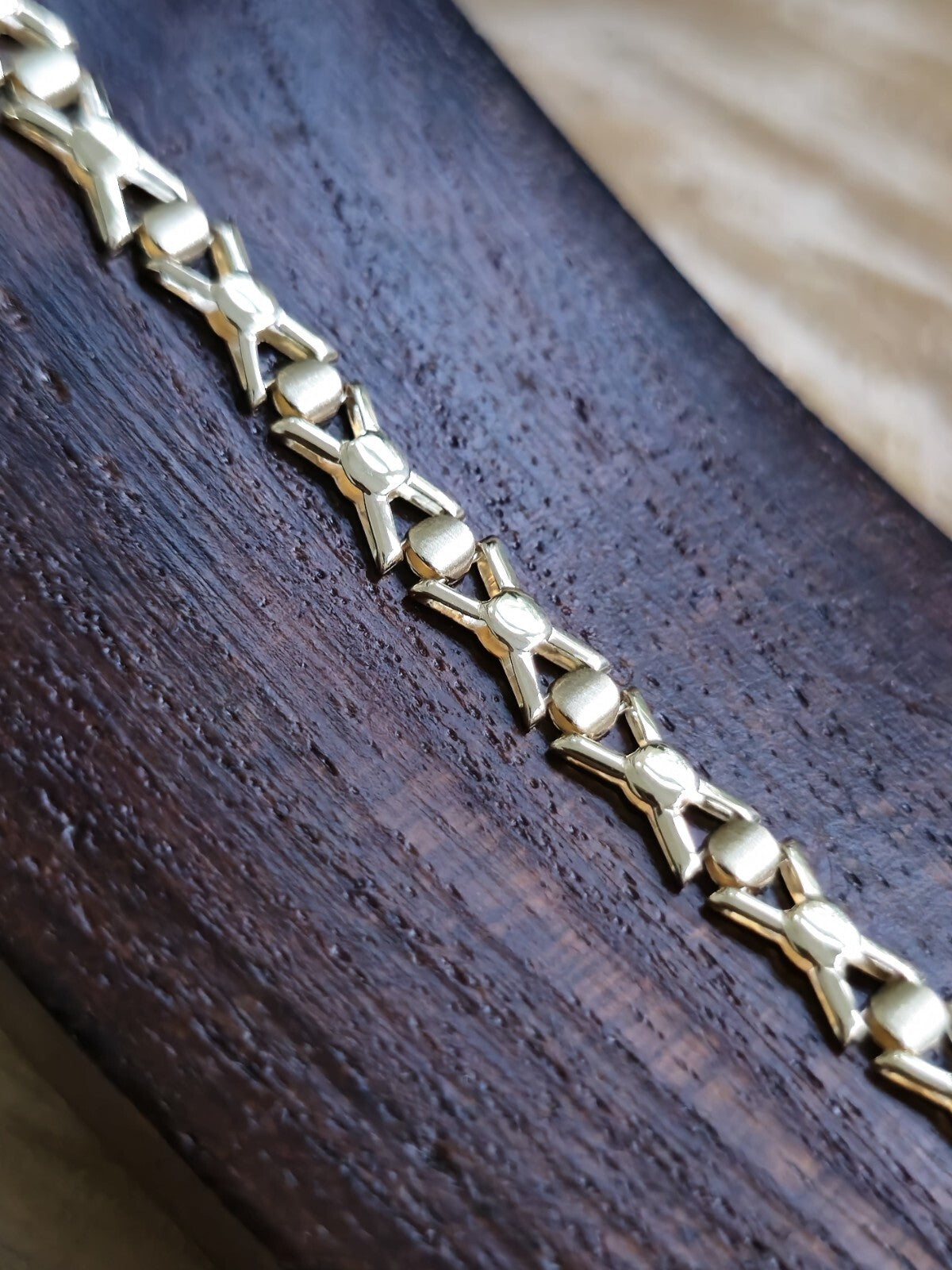 Lovely New Solid 9ct Yellow Gold Fancy BRACELET 7.5inch Hallmarked X design