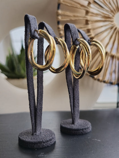 9ct Solid Yellow Gold Twisted Hoop Earrings Creole Hoops 28mm 4.5g Hallmarked