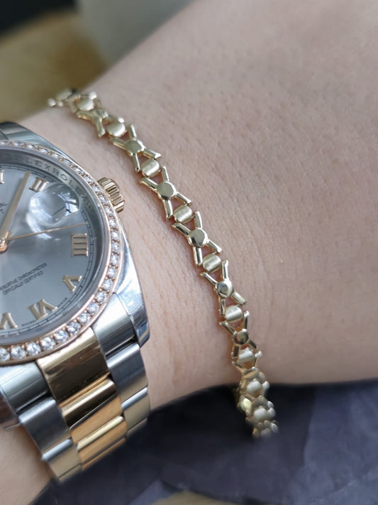 Lovely New Solid 9ct Yellow Gold Fancy BRACELET 7.5inch Hallmarked X design