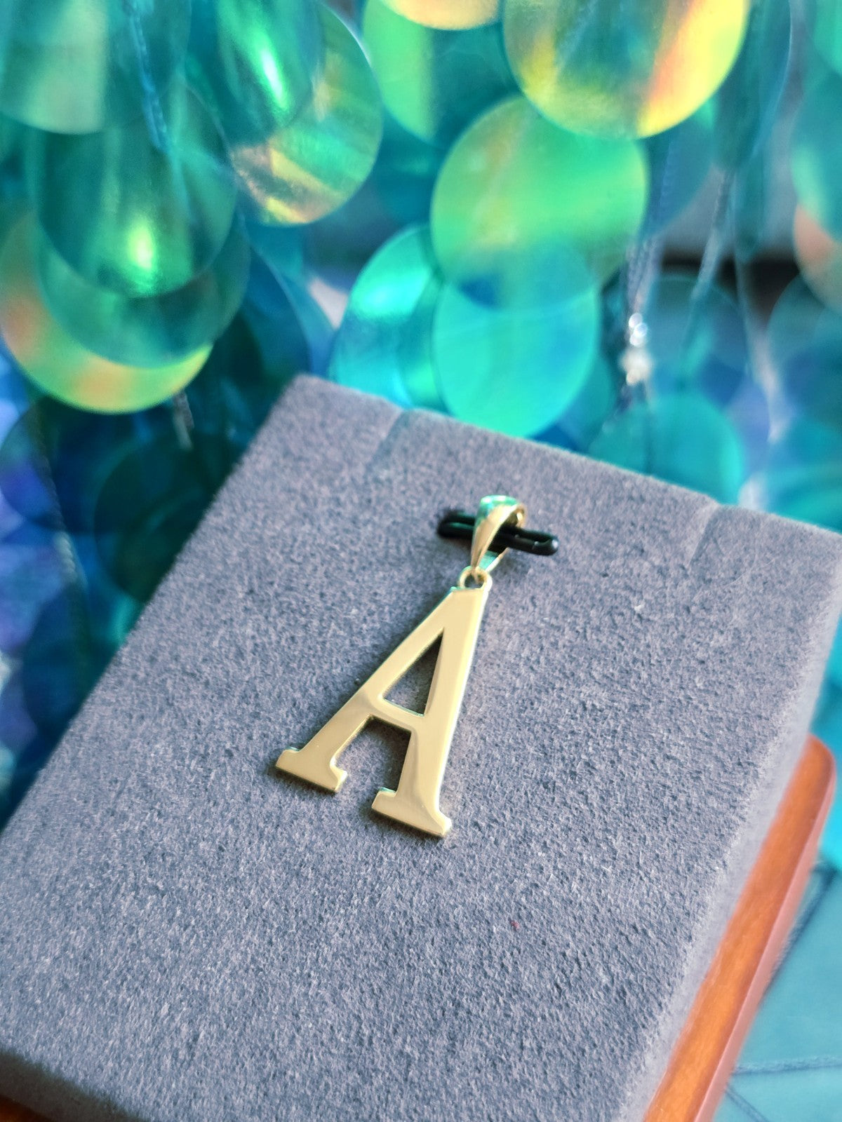 New 9K Yellow Gold Initial A Pendant  Personalised 33mm Long Big Loop Hallmarked