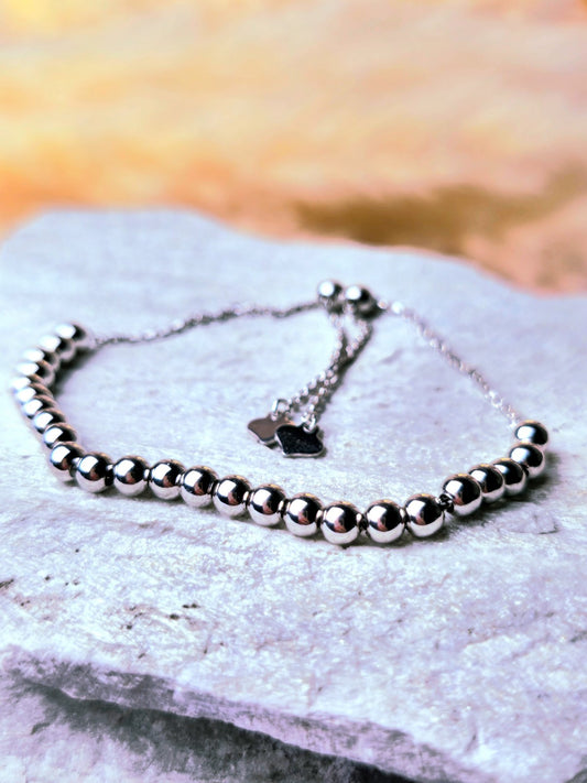 New Sterling Silver 925 Bracelet Ball Beaded Expandable Balls 4mm hallmarked