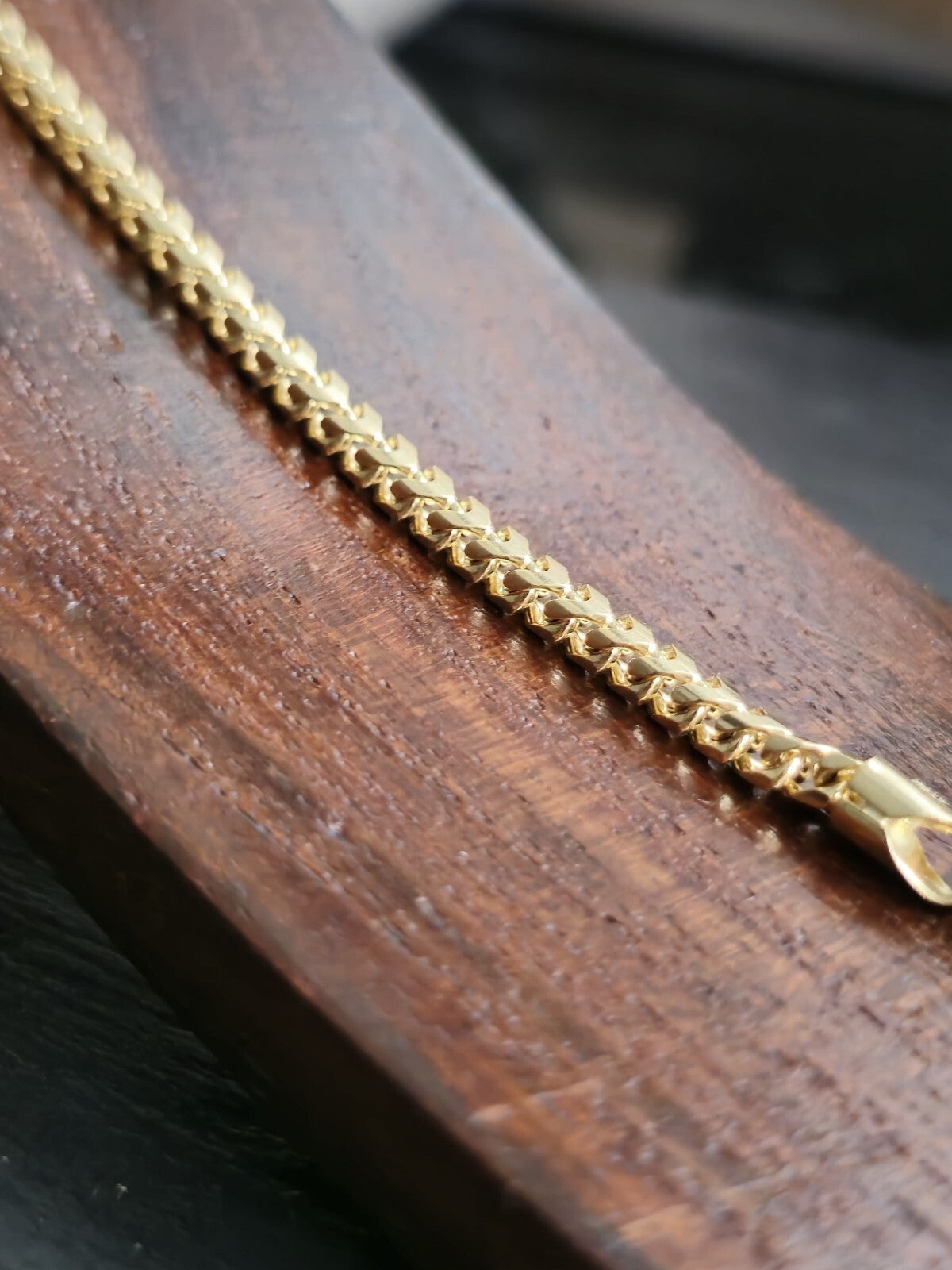 Solid 9ct Yellow Gold Franco Bracelet Cube 3D Thick Chain 9grams hallmarked