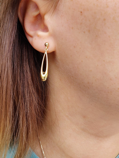 New 9ct Yellow Gold Drop Dangly Earrings Leverback Hallmarked Classic Stud