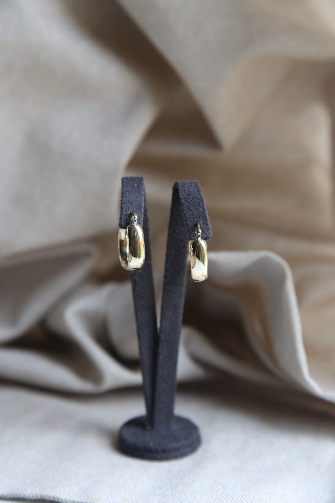 Cute New 9ct Yellow Gold Hoop Square Thick Hoops Earrings Flat 20mm long 375