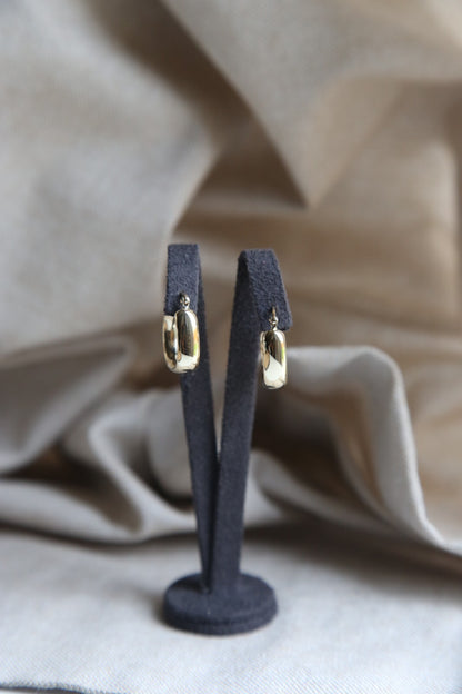 Cute New 9ct Yellow Gold Hoop Square Thick Hoops Earrings Flat 20mm long 375