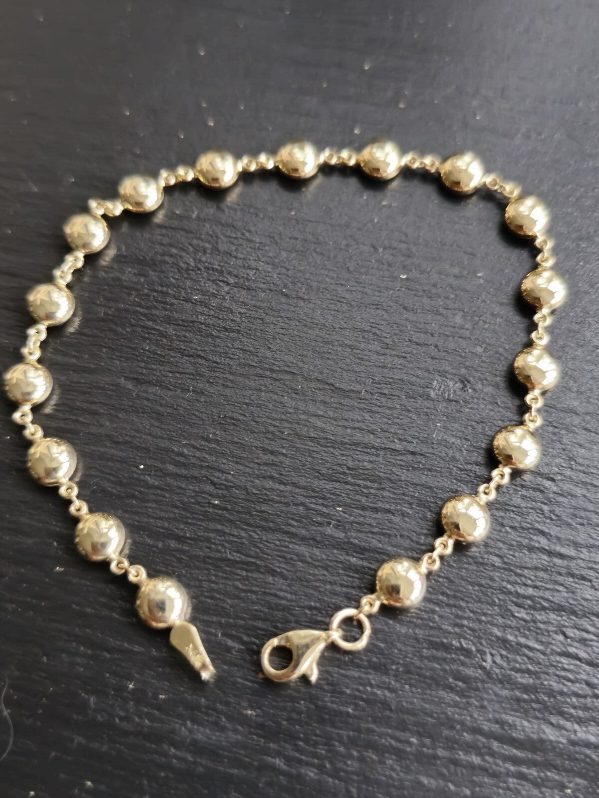 New Solid 9ct Yellow Circles Flat Beads Gold Chain BRACELET 7.5inch Hallmarked