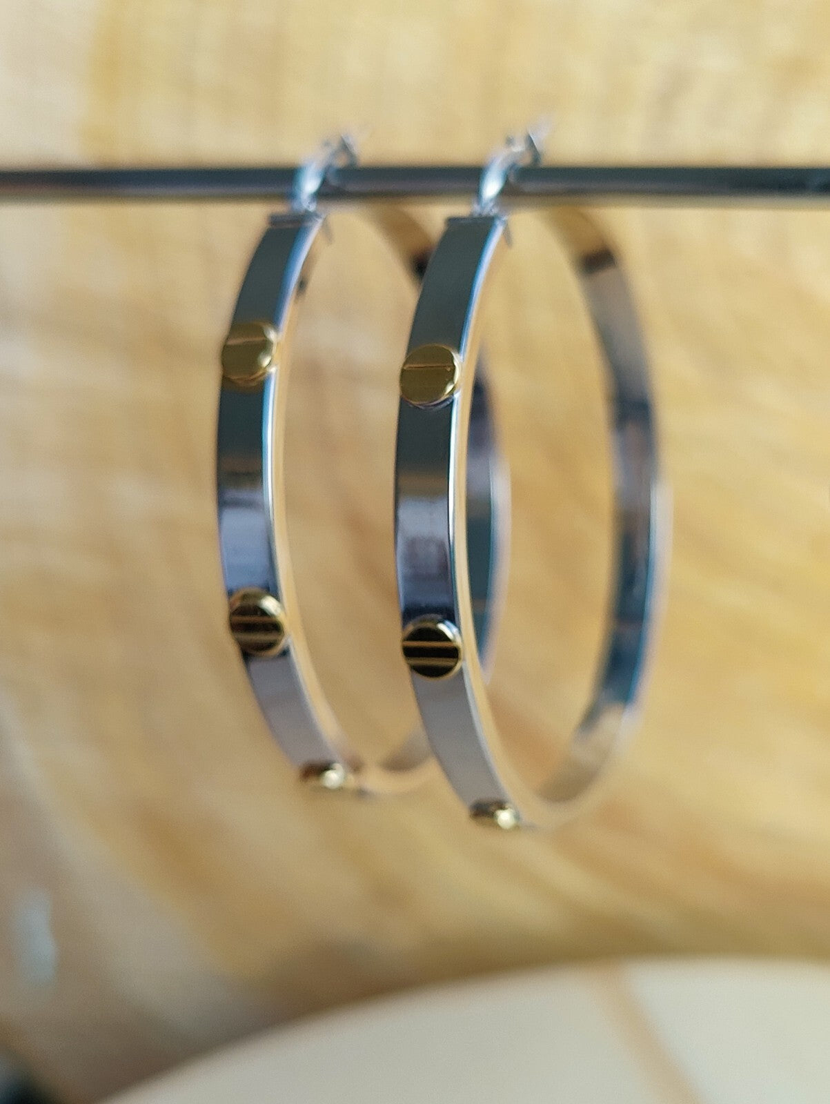 NEW Gold Screw Hoop Earrings 4.95 grams 9ct White Gold 40mm Hallmarked New
