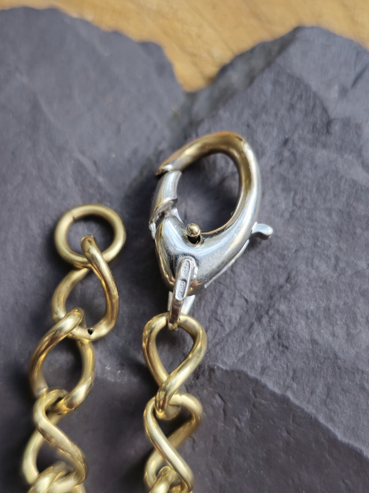 Solid 18k Yellow/White Gold Pearl Bracelet Hollow