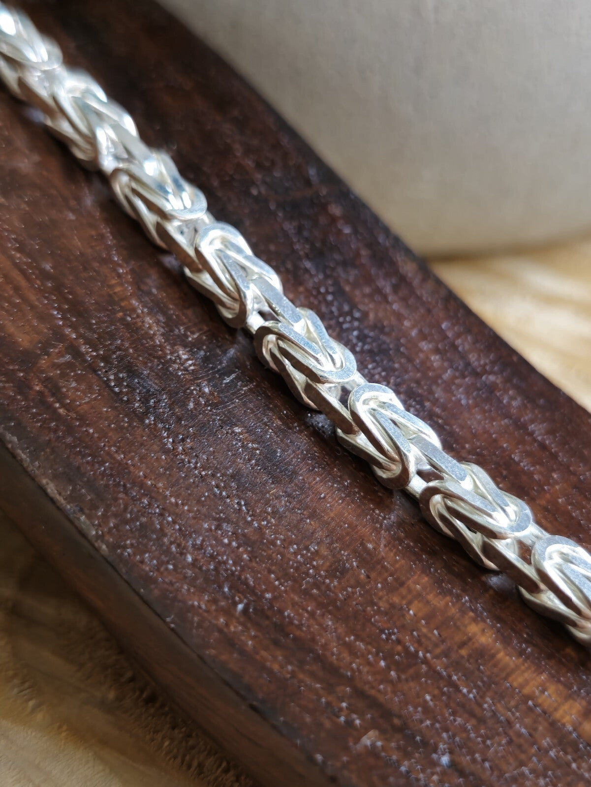 925 Sterling Silver Chunky Byzantine Chain Bracelet 4.5mm 24grams 8inch