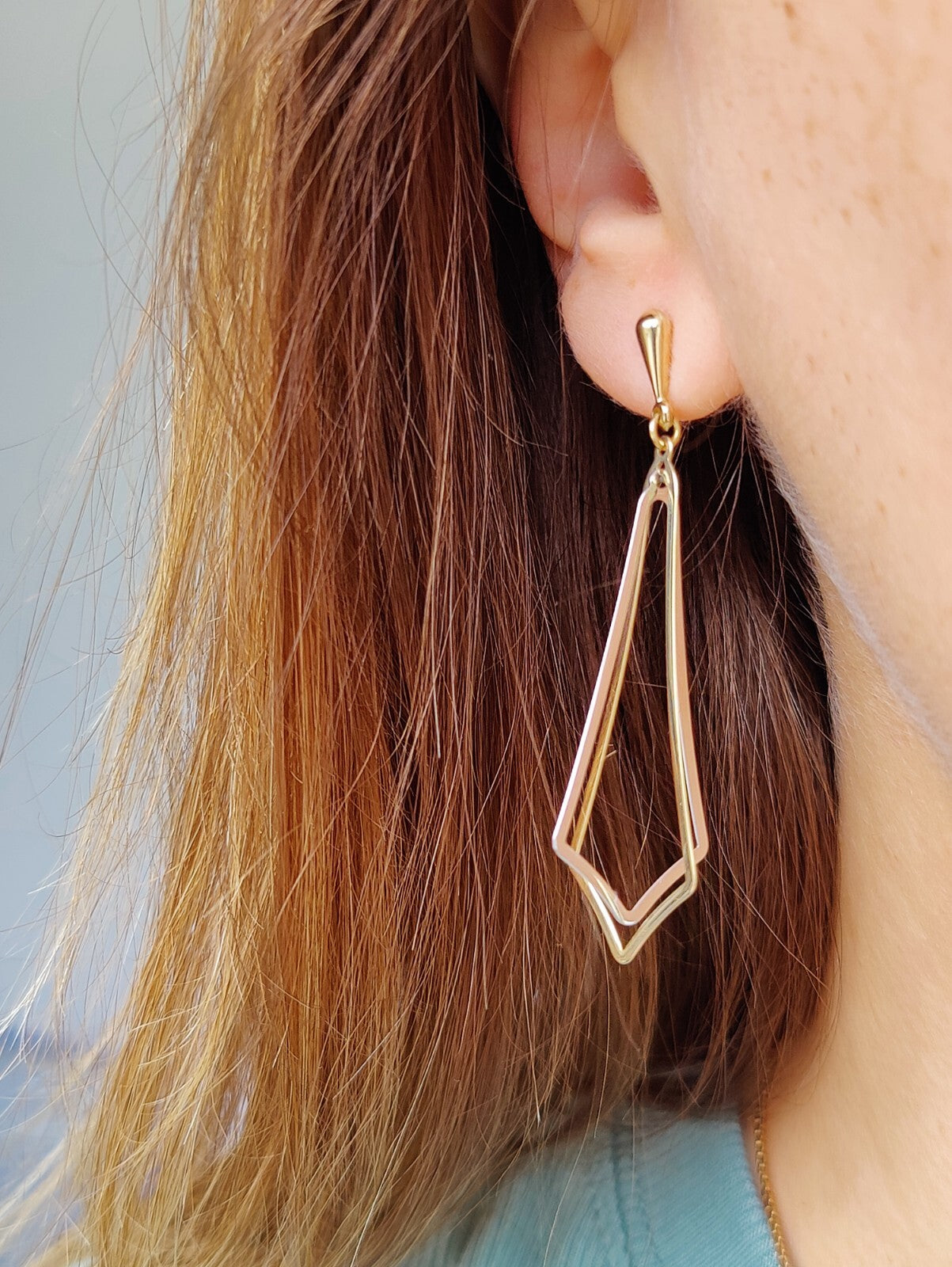 New 9ct Yellow Gold Drop Dangly Stud Earrings Decorative Long Hallmarked 