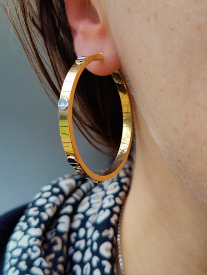 NEW Huge Gold Hoop Earrings 9ct Yellow Gold 40mm Hallmarked Hoops Hinge Love ly