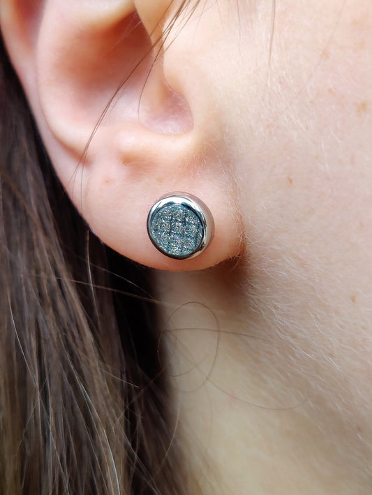 Glitter 9ct White Gold Sleepers Stud Earrings Butterfly Daily Use Elegant 