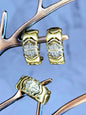Solid 14k Yellow Gold Jewellery Set of Diamond Ring and Earrings Omega Clasp Mat