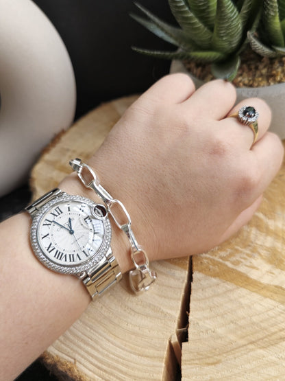 925 Sterling Silver Chunky Paper Clip Chain Bracelet 7mm 18g 8inch