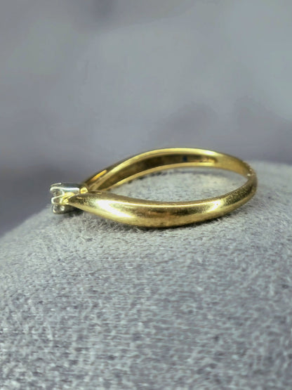 14k Yellow Gold Diamond Engagement Ring Wave Design 2mm size: M+ D: 0.015ct Wavy