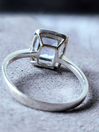 Stunning 9ct White Gold Aquamarine Diamond Halo Dress Ring Cocktail size P