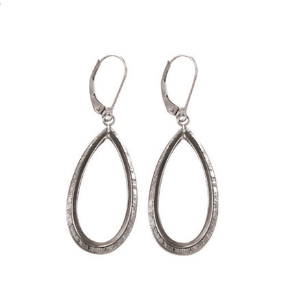 NEW Sparklig OVAL Drop Dangling Earrings 9ct White Gold Leverback Hallmarked