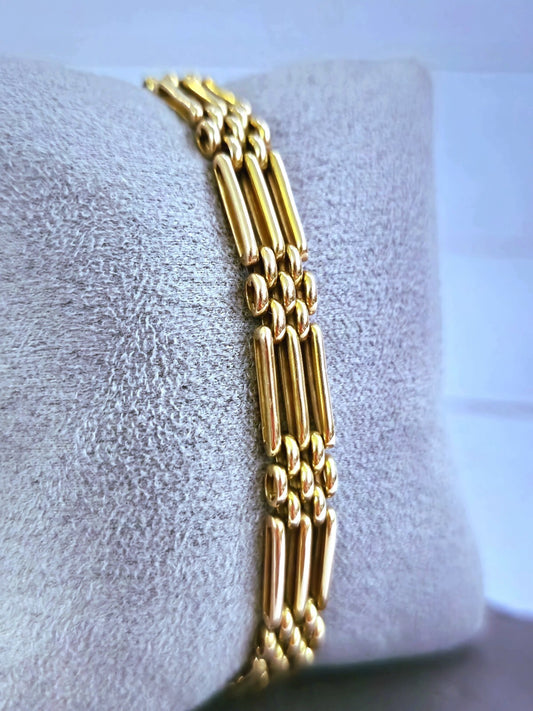 Vintage 15ct Rose/Pink Gold Gate Mesh Bracelet Link 20.8cm 13g Unisex 7.5mm Wide